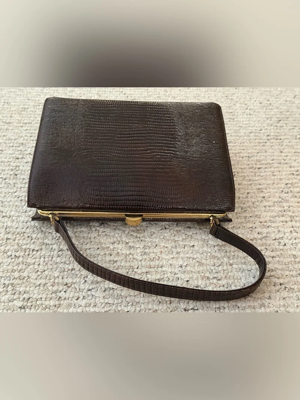 Classic vintage Mam’Selle Original New York  Brown Lizard-Textured Top-Handle